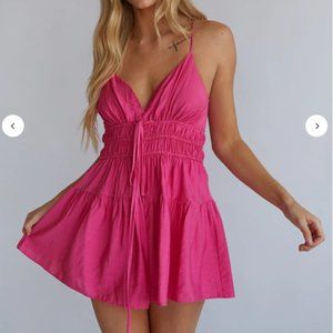 Pink open back romper / dress